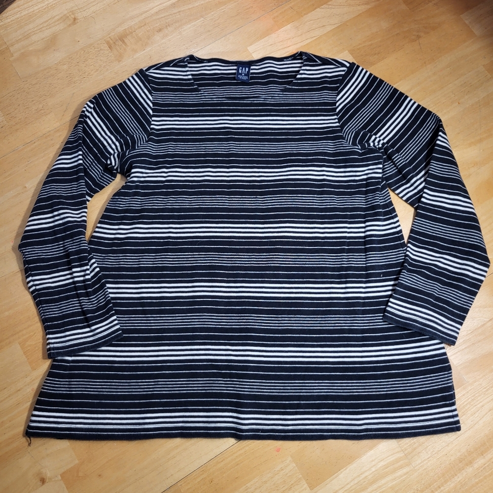 Gap Maternity Black & White Striped Long Sleeve Sweater Top Shirt Medium